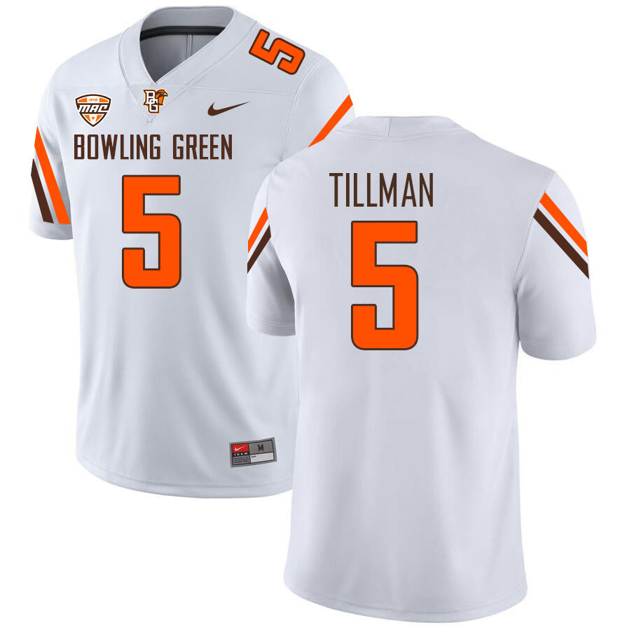 Bowling Green Falcons #5 Jaylon Tillman College Football Jerseys Stitched Sale-White